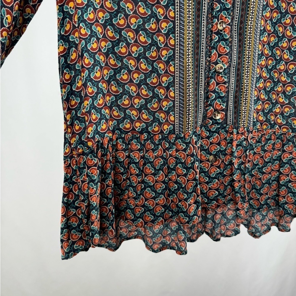 Maeve by Anthropologie Janie Flounced Peasant Blouse in Multi Size 4‎ - Picture 3 of 10